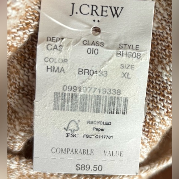 J. CREW NWT Women's Tan & White Marked Button-up V-neck Cardigan Sweater - Picture 11 of 11